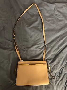 Calvin Klein Tan Leather Adjustable Crossbody Bag